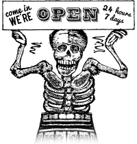 lucky skull store open sign